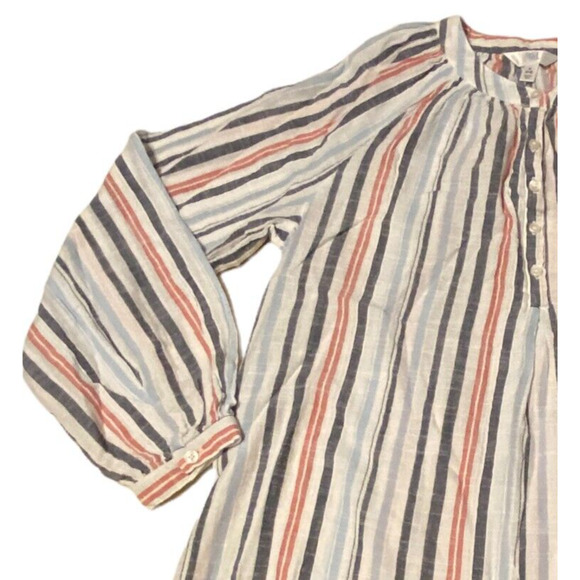 Time and Tru All Cotton Long Sleeve Peasant Style Stripe Womens top blouse S 4-6 - Picture 3 of 10